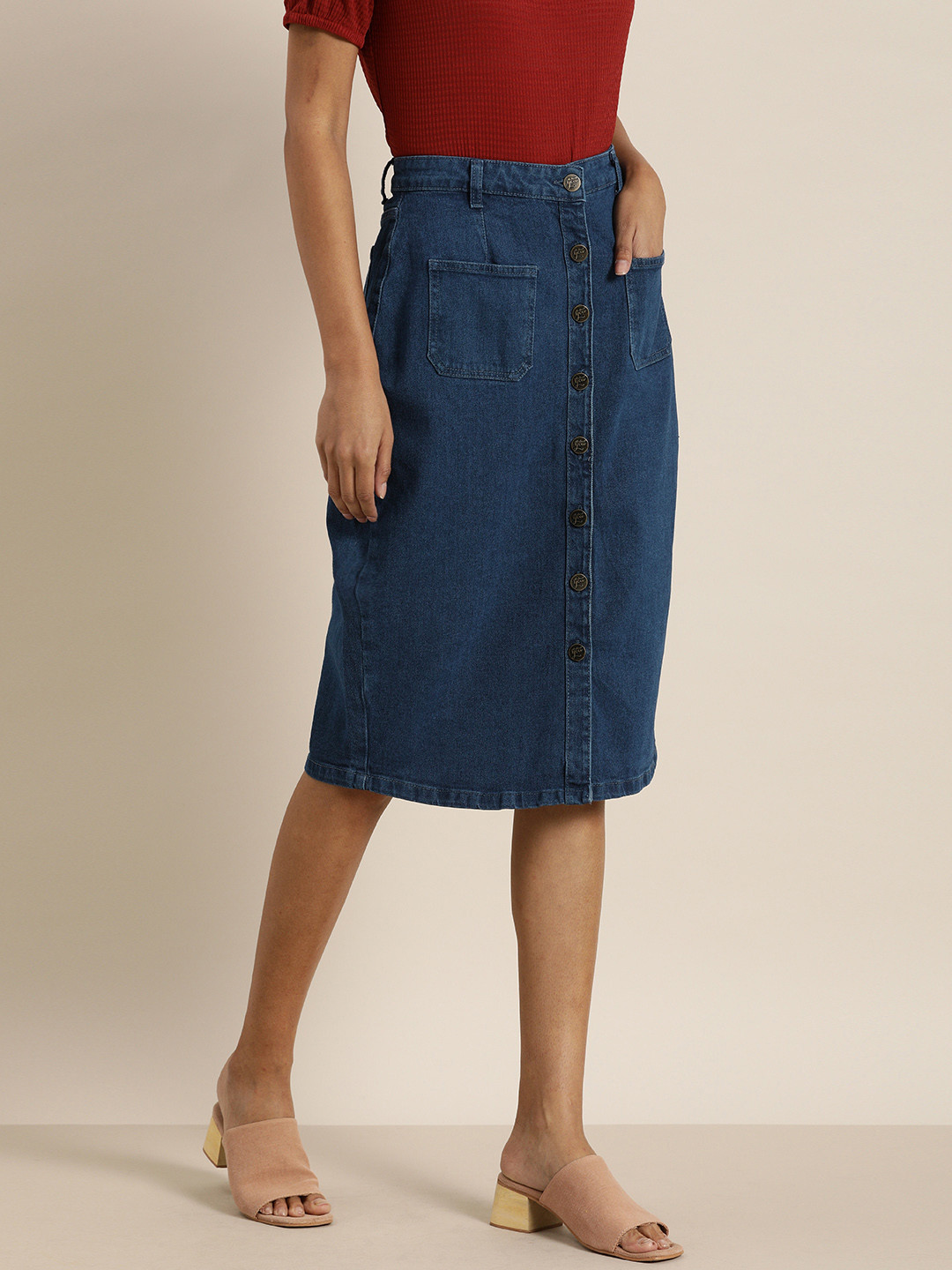 

all about you Indigo High-Rise Clean Look Skirt, Blue
