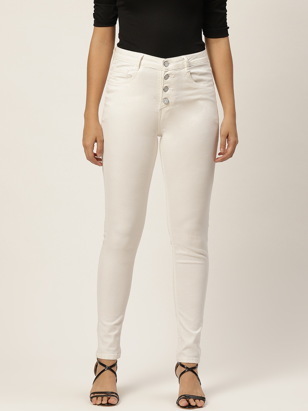 

all about you Women White Skinny Fit High-Rise Stretchable Jeans