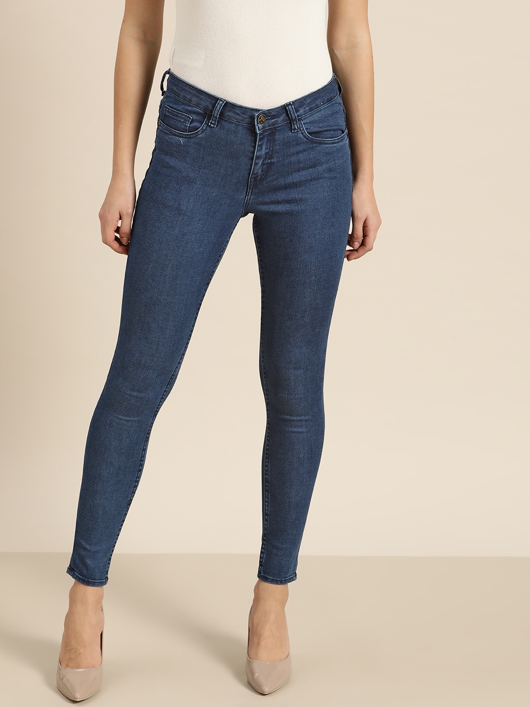 

all about you Women Navy Blue Skinny Fit Mid-Rise Clean Look Stretchable Jeans