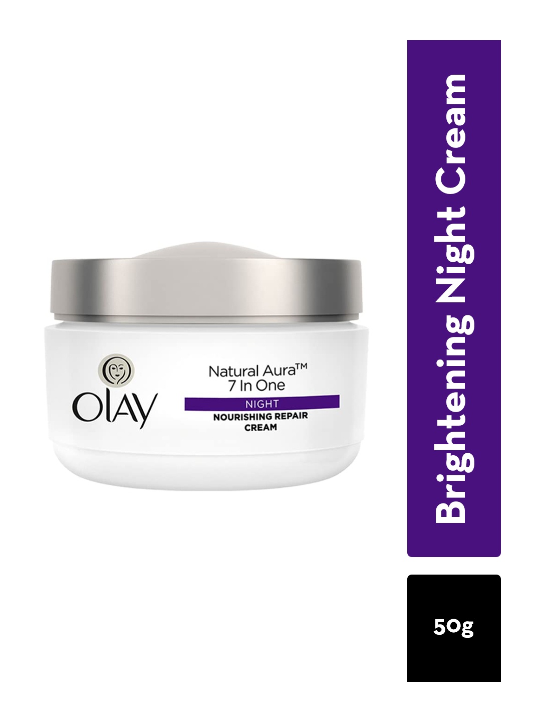 

Olay Natural Aura Night Cream for Healthy Glow with Vitamin B3, Pro B5 & E - 50g, White