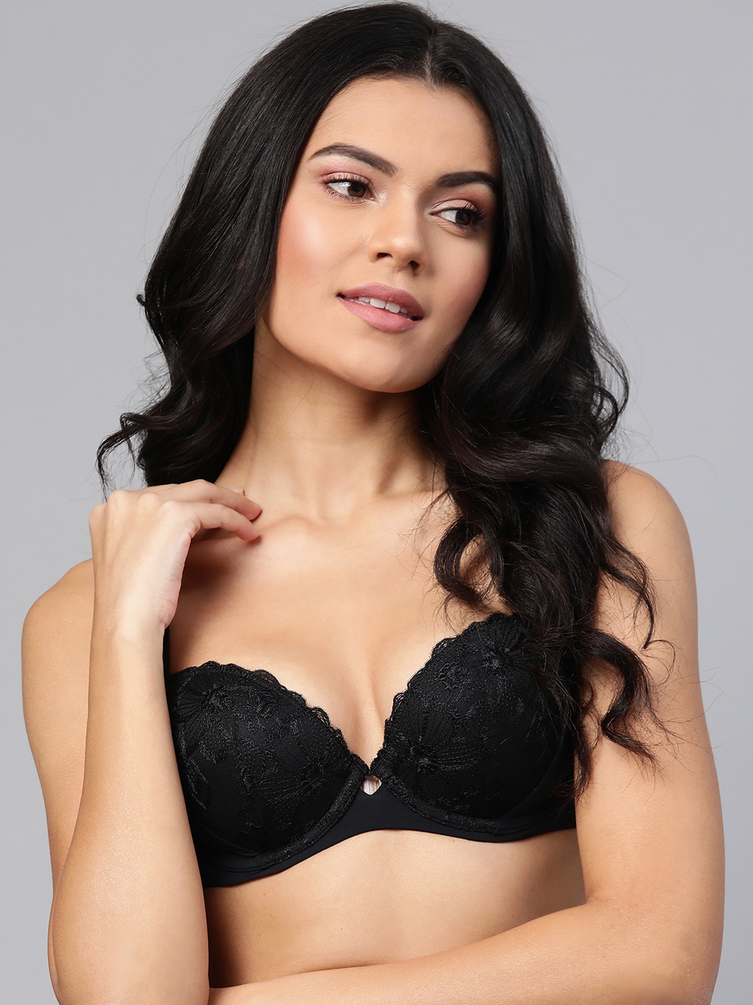

Marks & Spencer Black Lace Underwired Lightly Padded Balconette Bra T332084