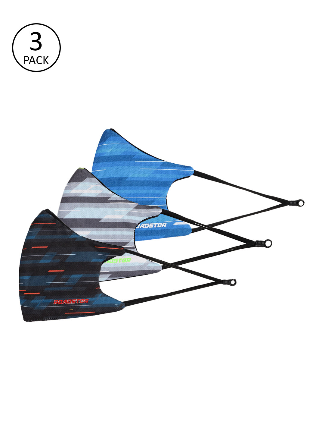 

The Roadster Lifestyle Co Adults Pack of 3 Reusable 4-Layer Protective Outdoor Masks, Blue