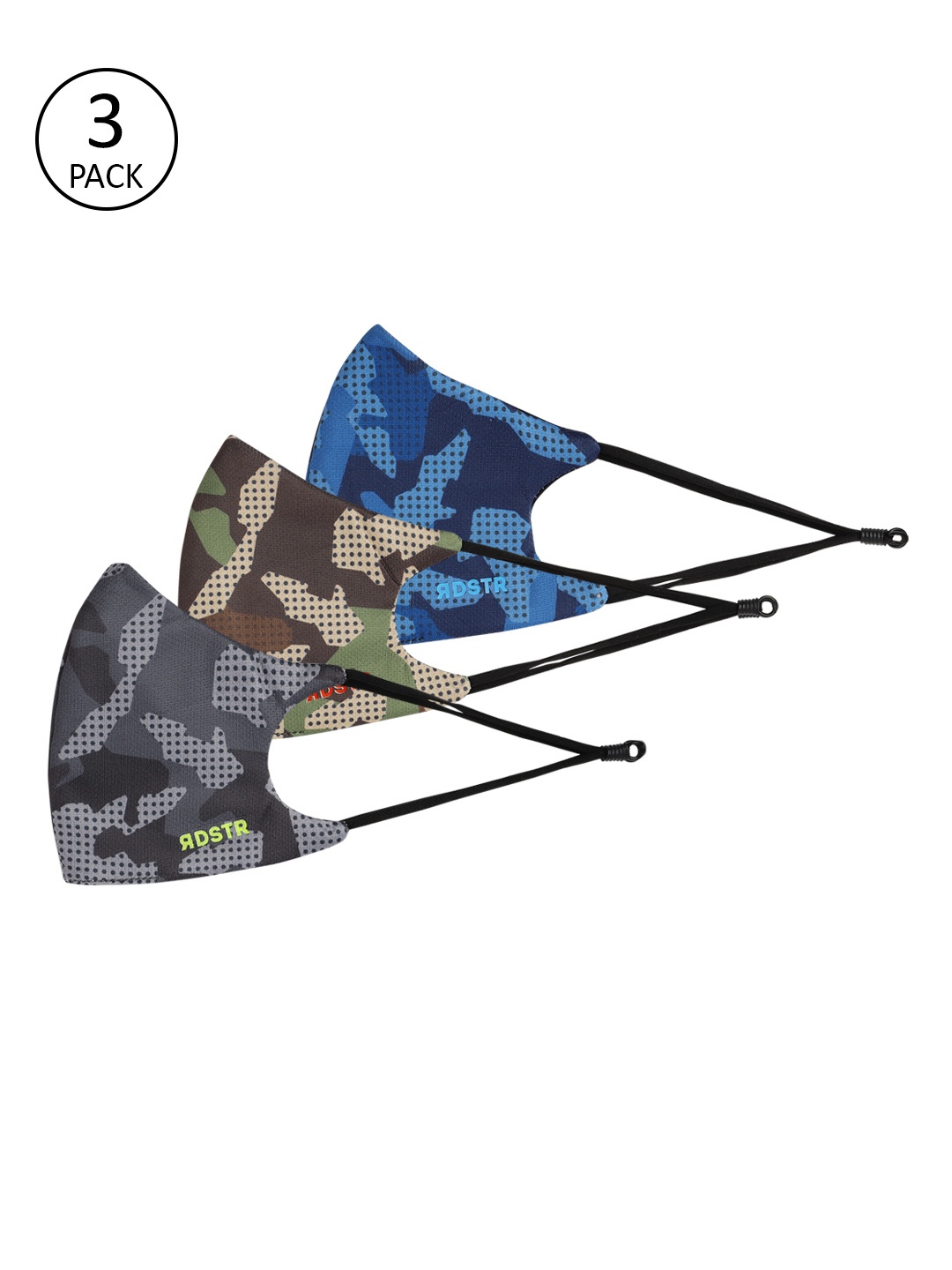 

The Roadster Lifestyle Co Adults Pack of 3 Reusable 4-Layer Protective Outdoor Masks, Black