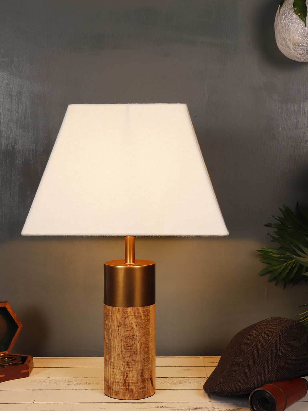 

Grated Ginger Brown & White Self Design Contemporary Bedside Standard Lamp