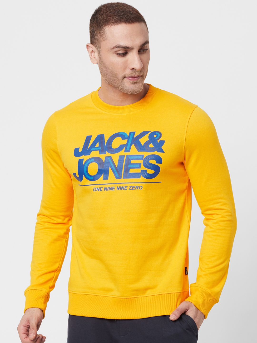 

Jack & Jones Men Yellow Printed Sweatshirt