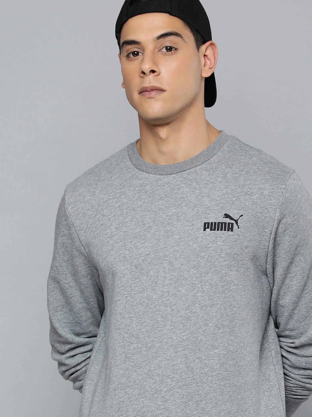 

Puma Men Grey ESS Small Logo Crew TR Printed Sweatshirt