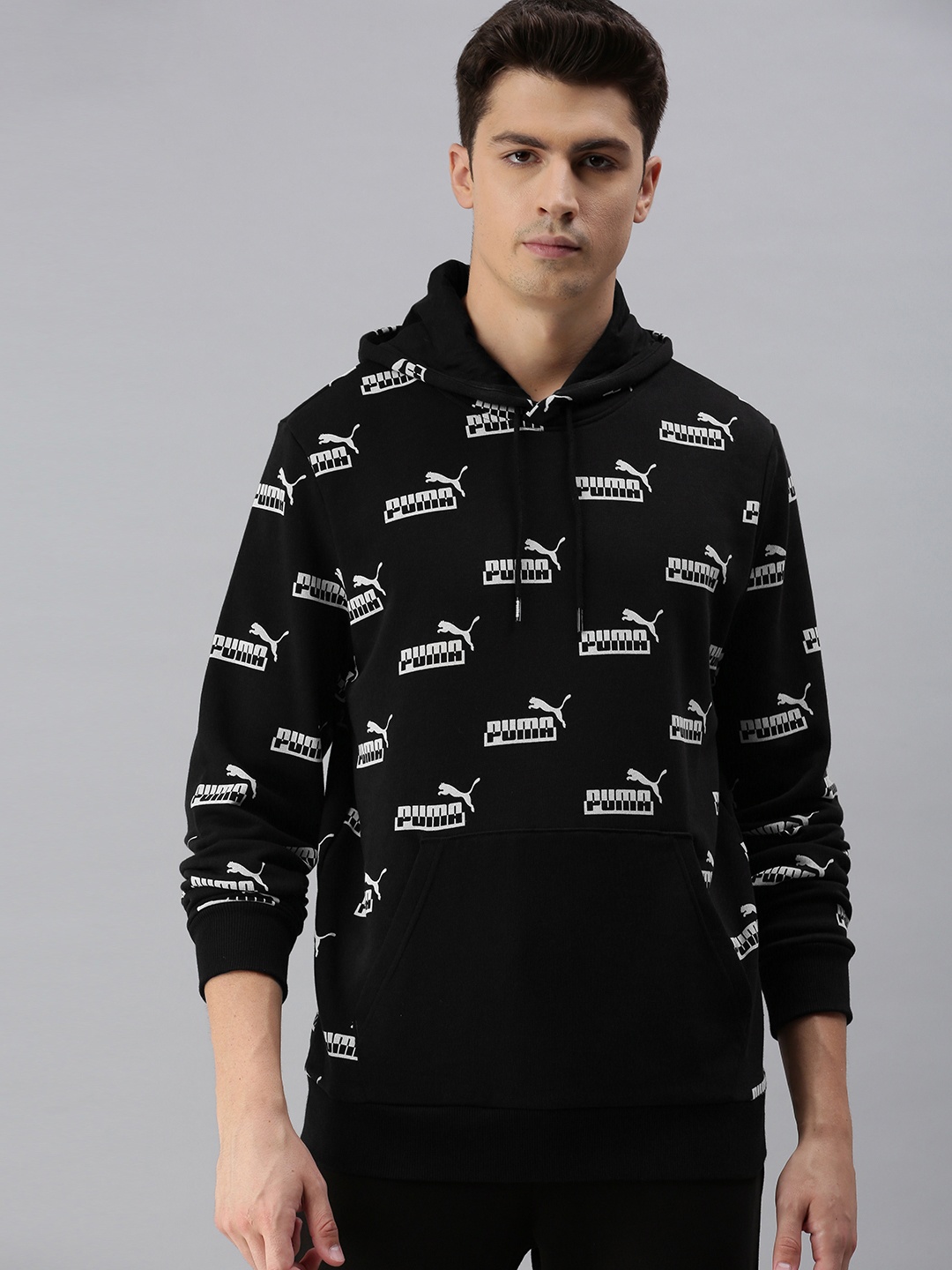 

Puma Men Black & White Printed AMPLIFIED AOP Hooded Sweatshirt
