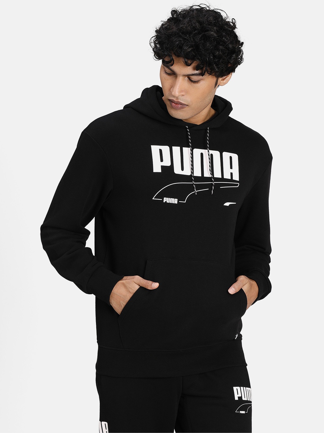 

Puma Men Black Printed REBEL Hooded Sweatshirt