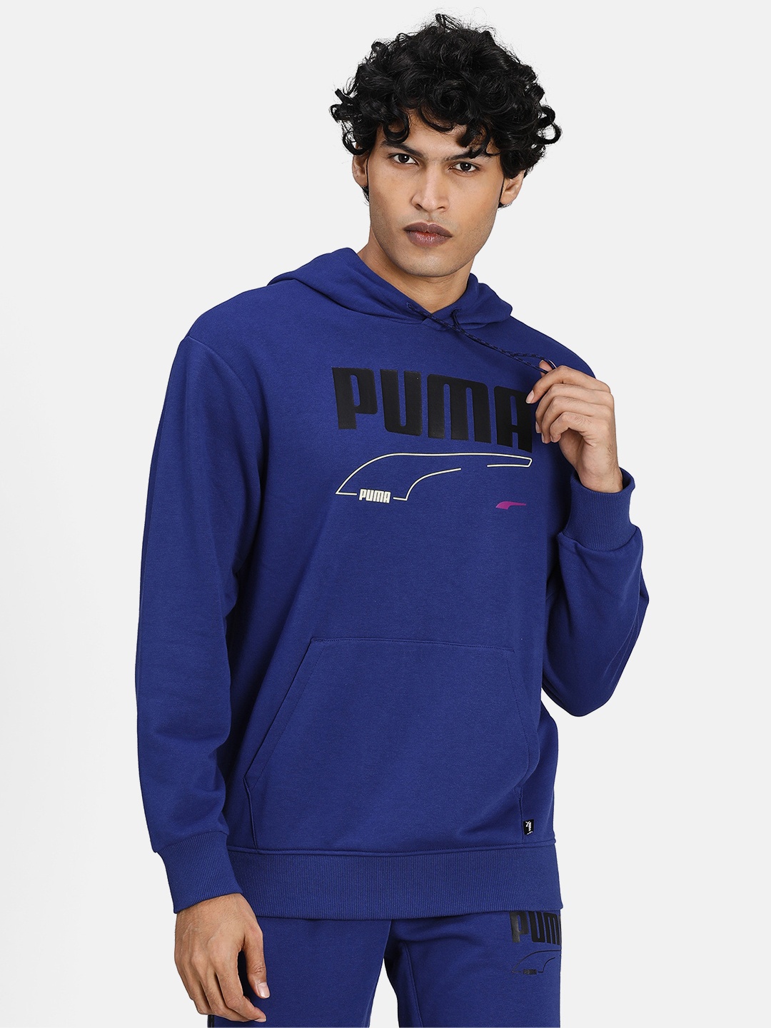 

Puma Blue Printed Rebel Hooded Sweatshirt