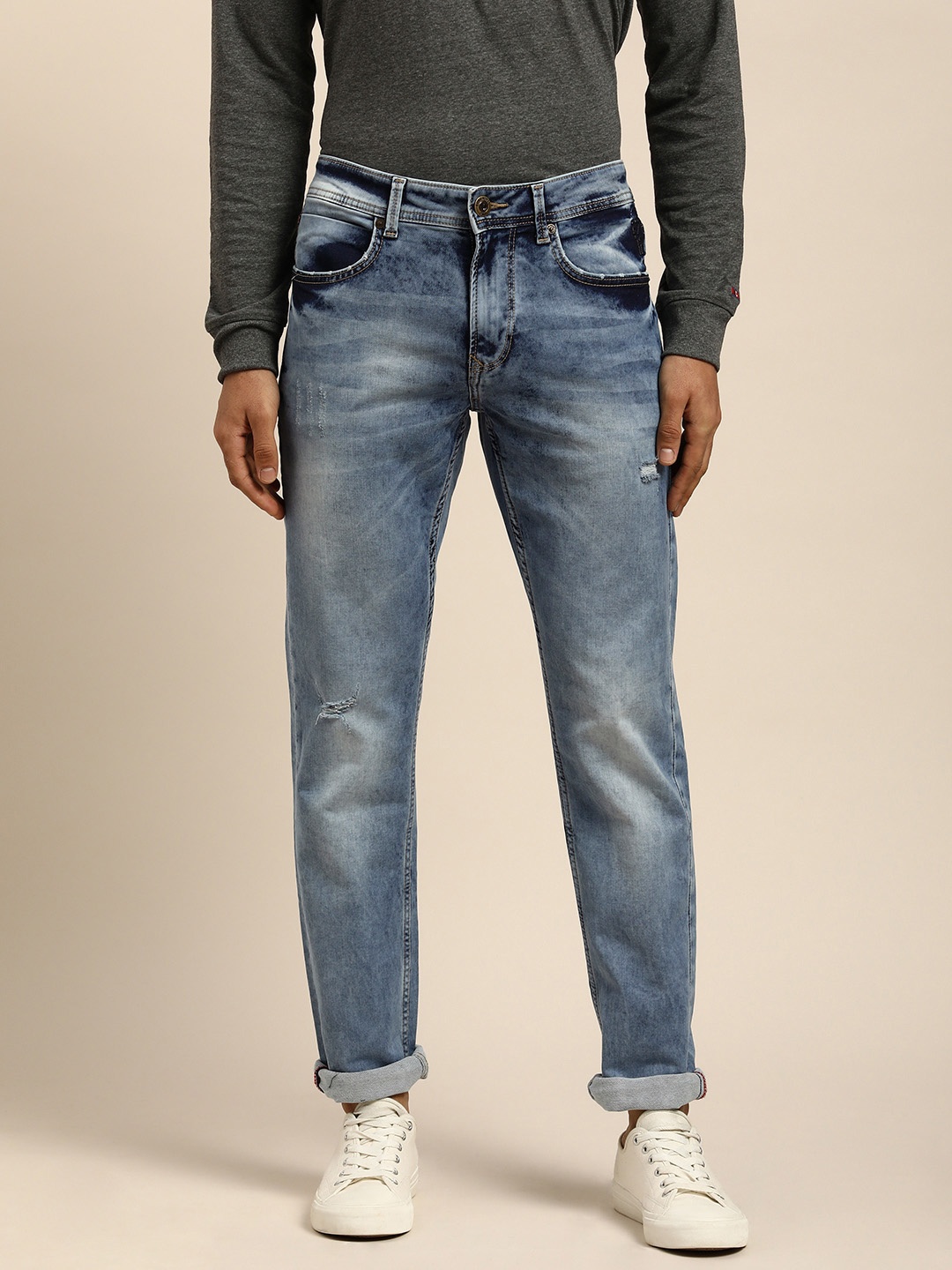 

Being Human Men Blue Skinny Fit Heavy Fade Stretchable Jeans