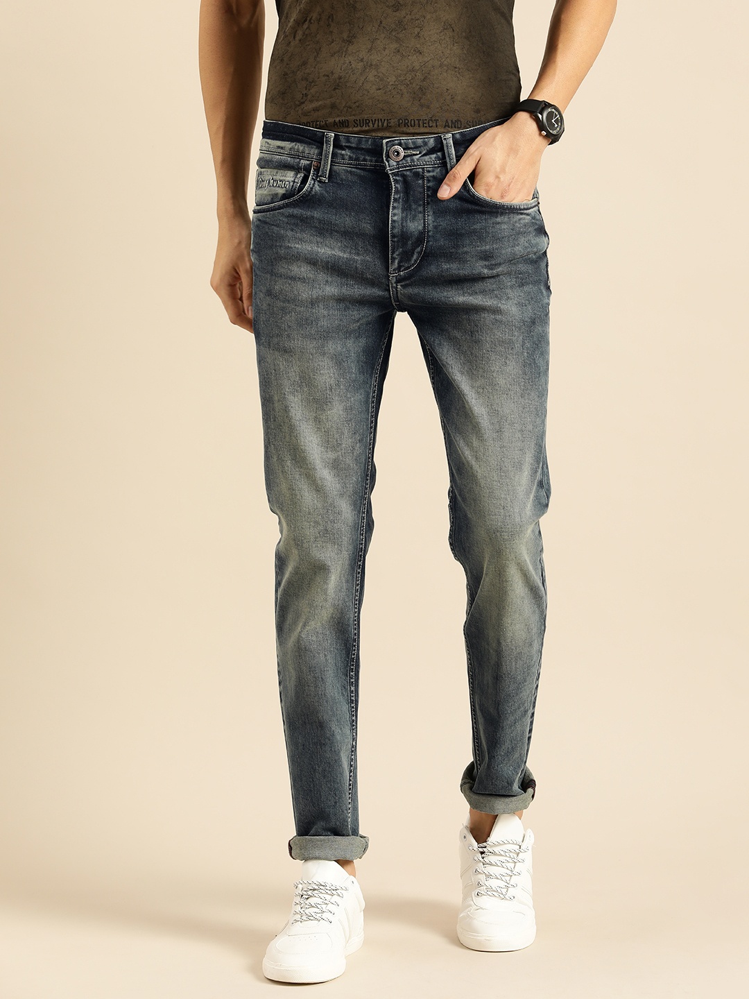 

Being Human Men Blue Skinny Fit Heavy Fade Stretchable Casual Jeans