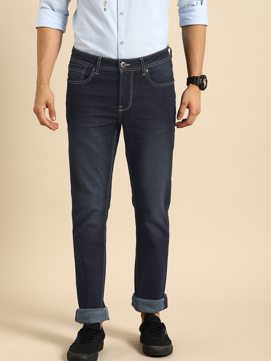 

Being Human Clothing Men Blue Skinny Straight Fit Mid-Rise Clean Look Stretchable Jeans