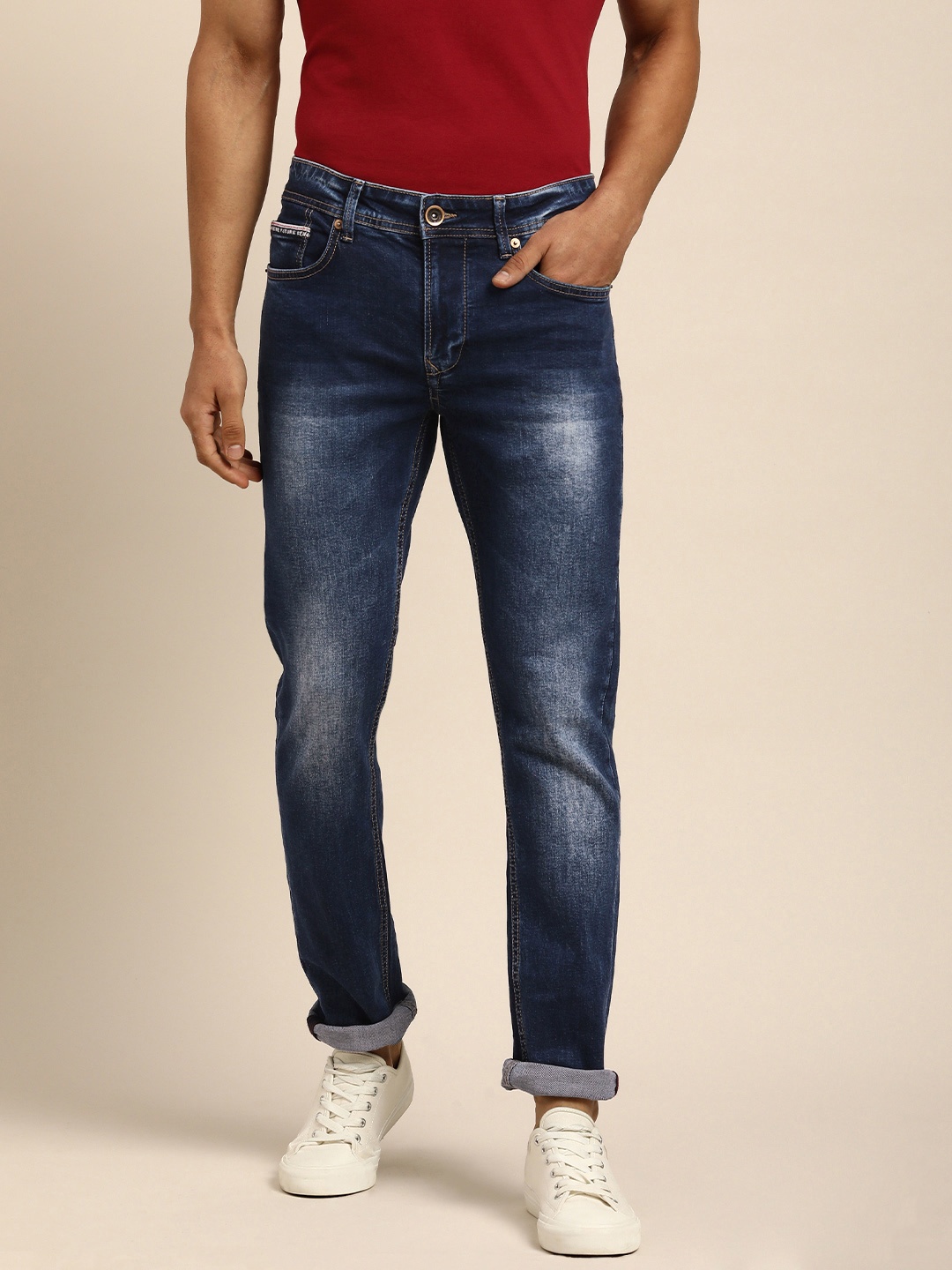 

Being Human Men Navy Blue Skinny Fit Heavy Fade Stretchable Jeans
