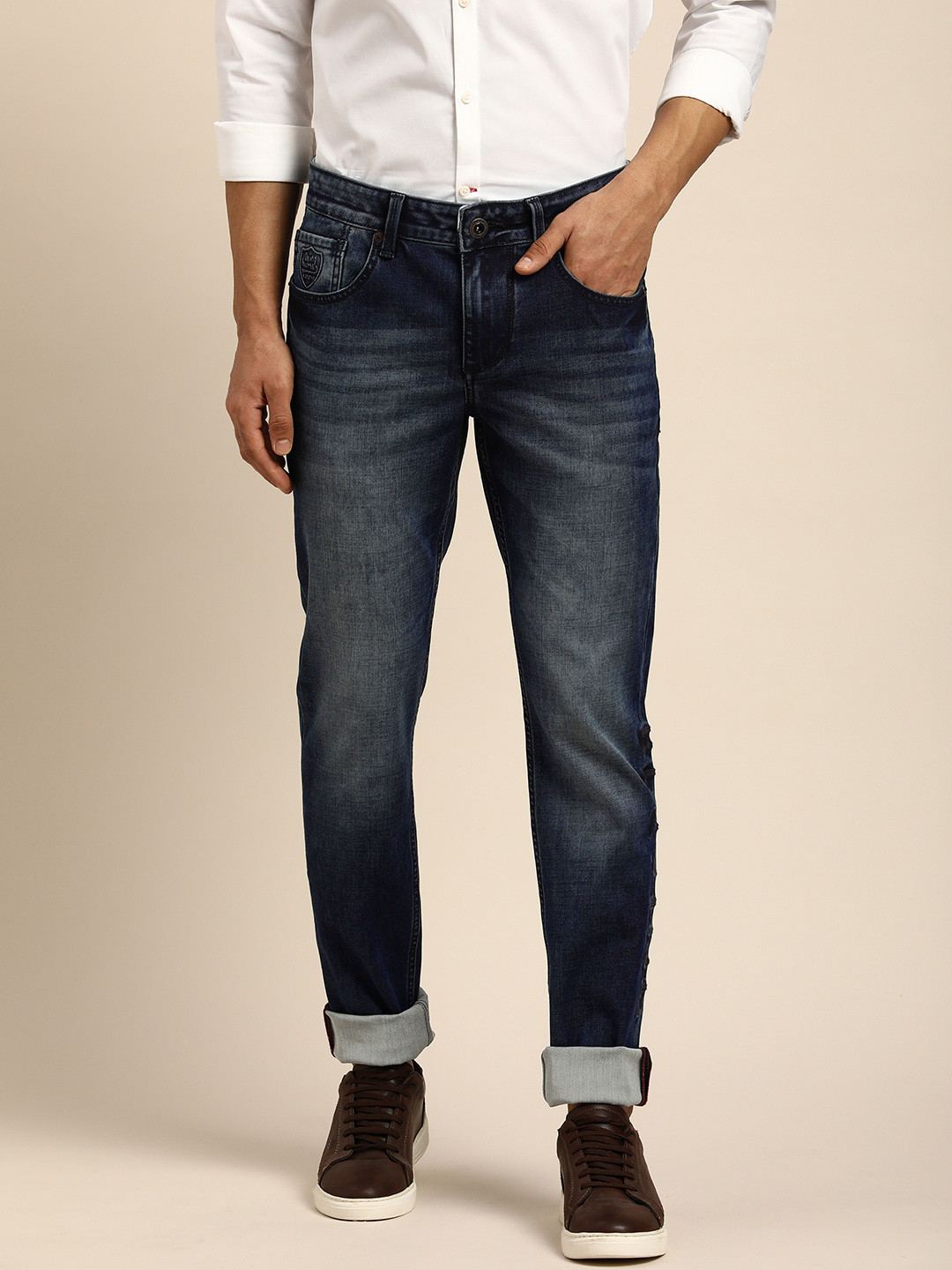 

Being Human Men Navy Blue Skinny Fit Heavy Fade Stretchable Jeans