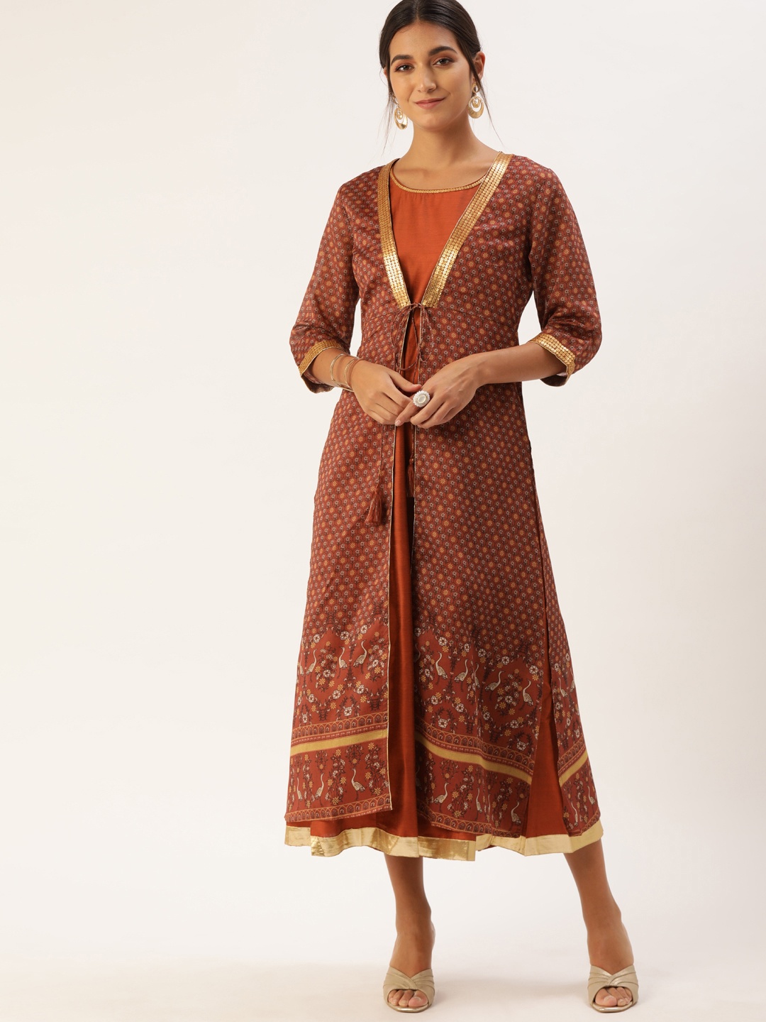 

all about you Women Rust Solid Fusion Jacket Dress