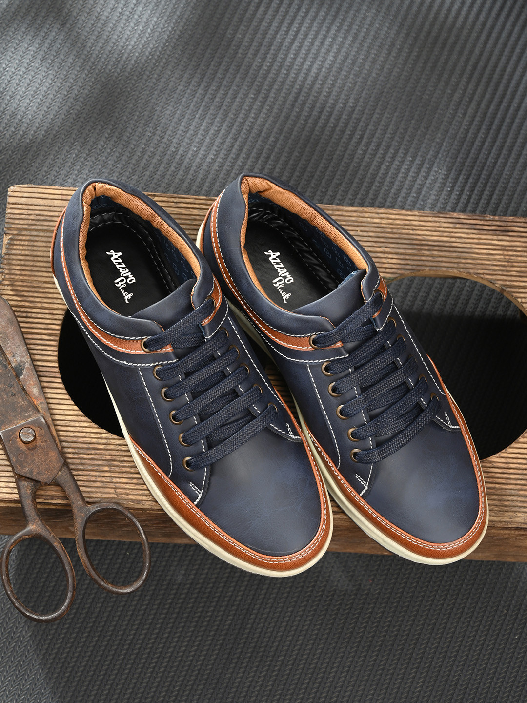 

Azzaro Black Men Blue Sneakers