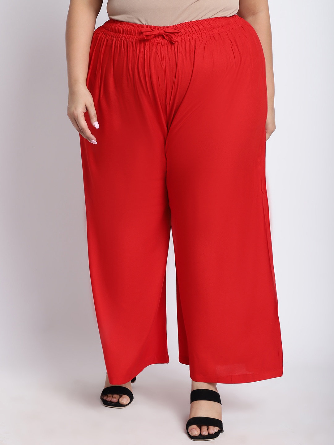 

TAG 7 PLUS Women Red Solid Flared Palazzo