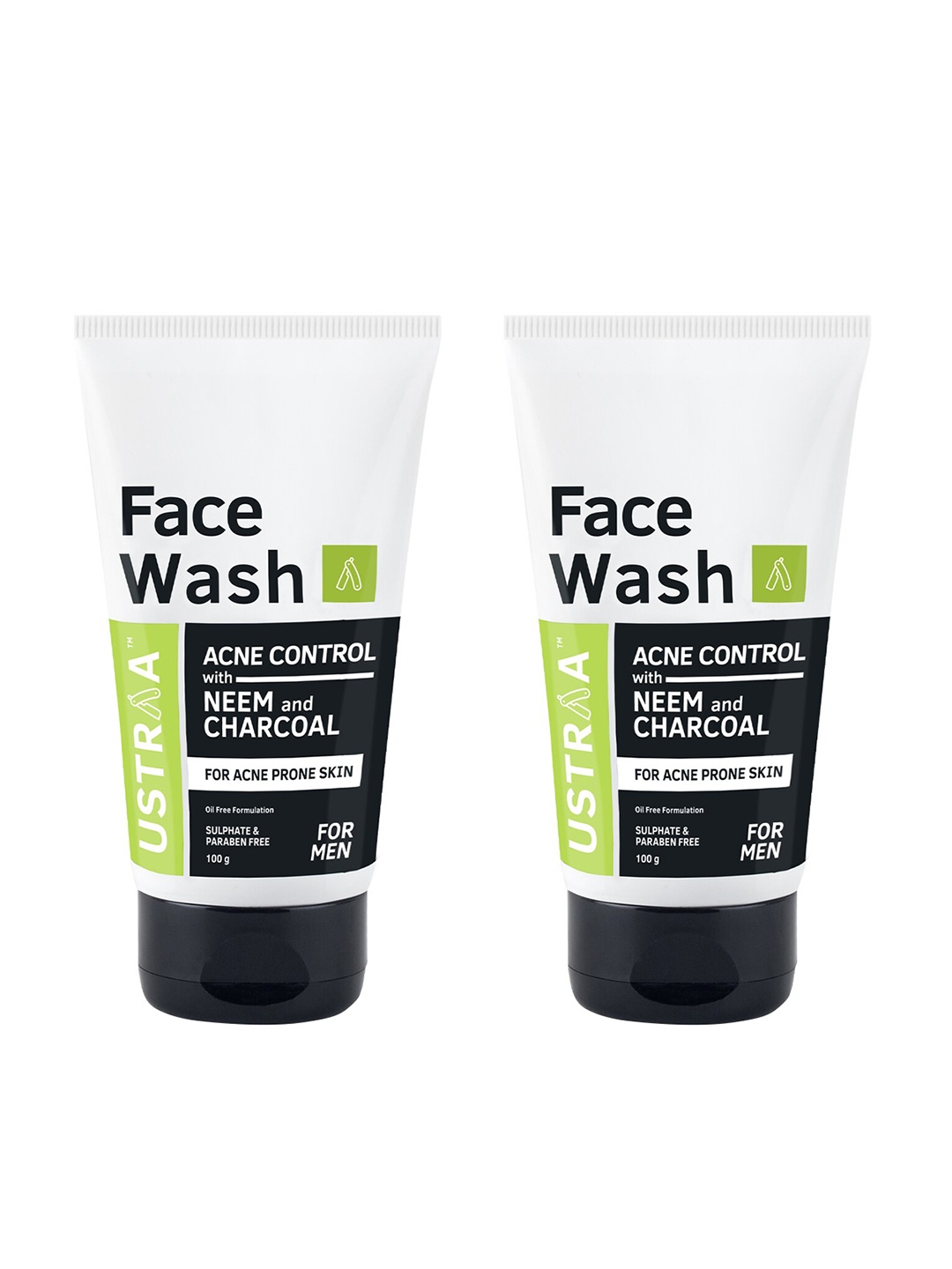 

Ustraa Men Set of 2 Neem & Charcoal Acne Control Face Wash, White