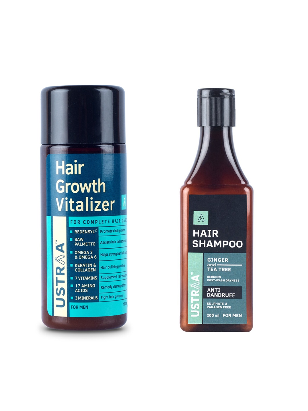 

Ustraa Men Set of Hair Growth Vitalizer Serum & Anti-Dandruff Hair Shampoo, Blue