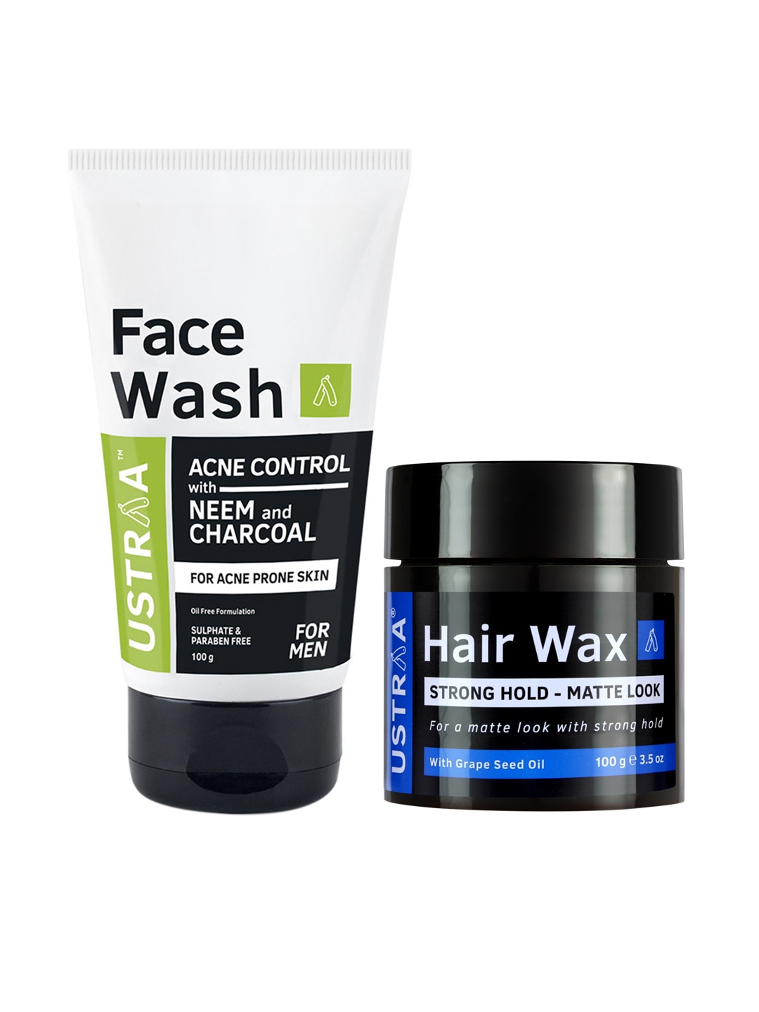 

Ustraa Men Set of Acne Control Face Wash & Matte Look Hair Wax, Black