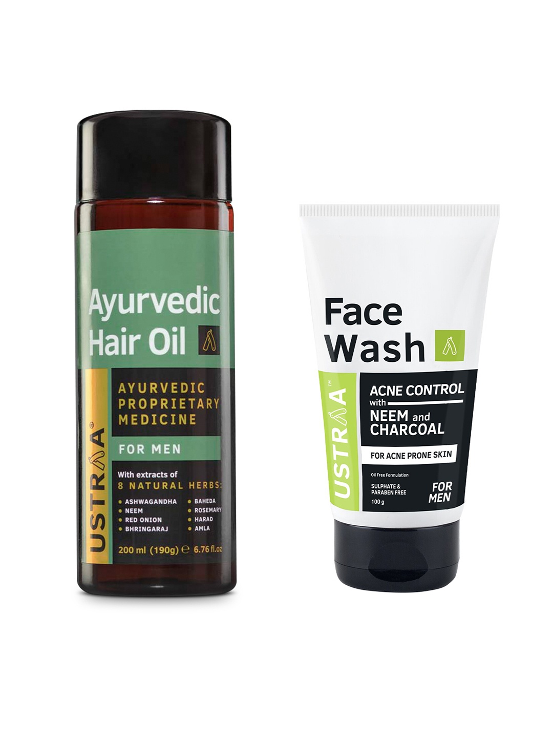 

Ustraa Men Set of Acne Control Face Wash & Ayurvedic Hair Oil, Black