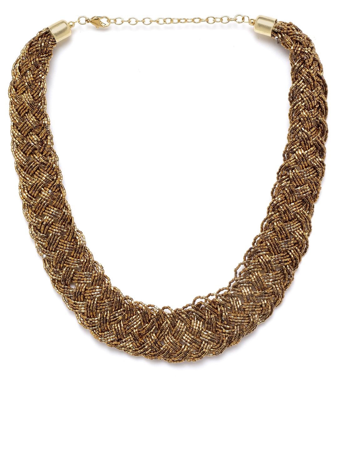 

RICHEERA Gold-Toned Beaded Braided Necklace