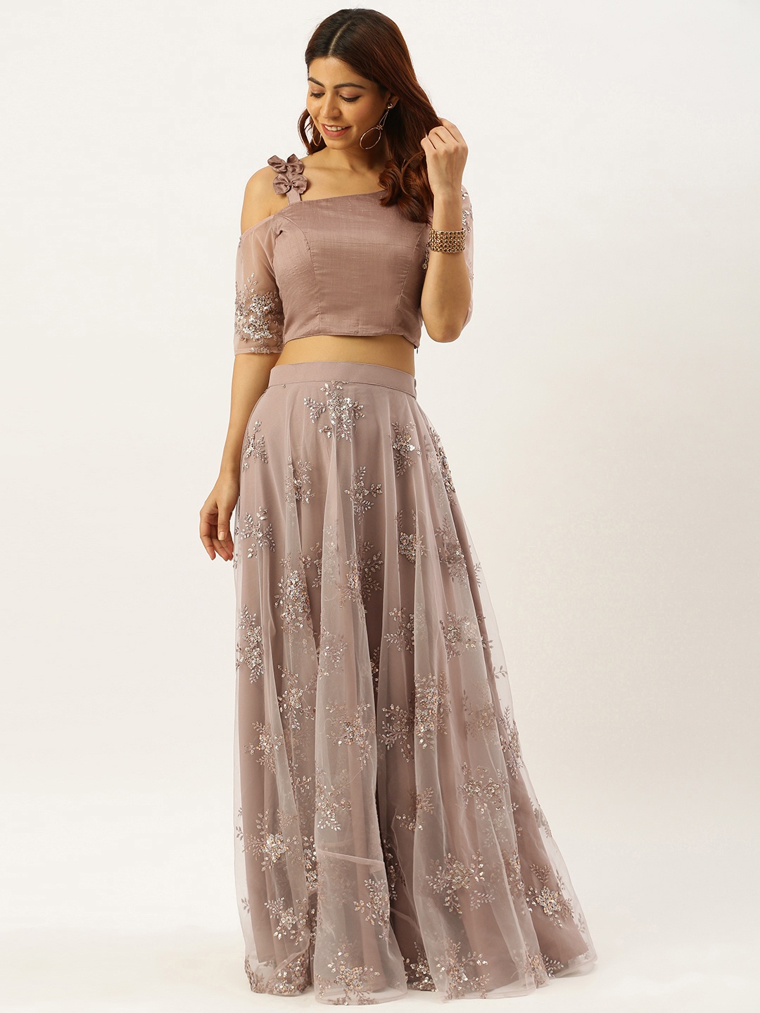 Ethnovog Mauve Made to Measure Lehenga with Blouse