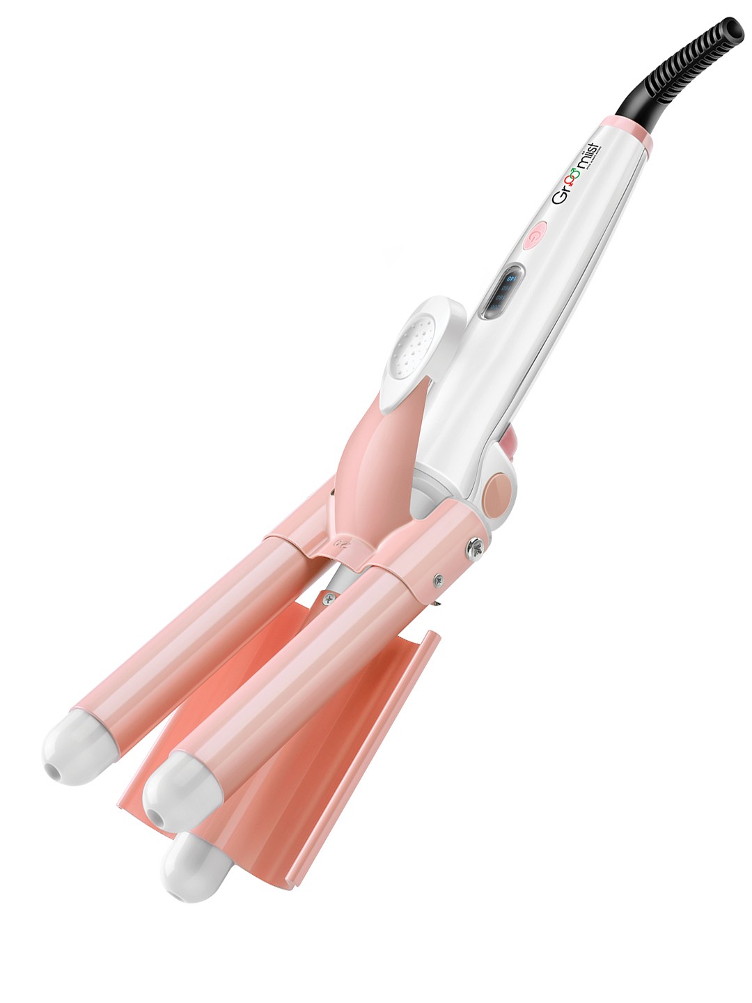 

Groomiist Women Professional Series Barrel Foldable Hair Curling Iron & Crimpers SSWS-63, Peach