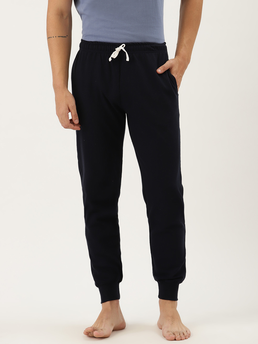 

Rodzen Men Navy Blue Solid Lounge Joggers