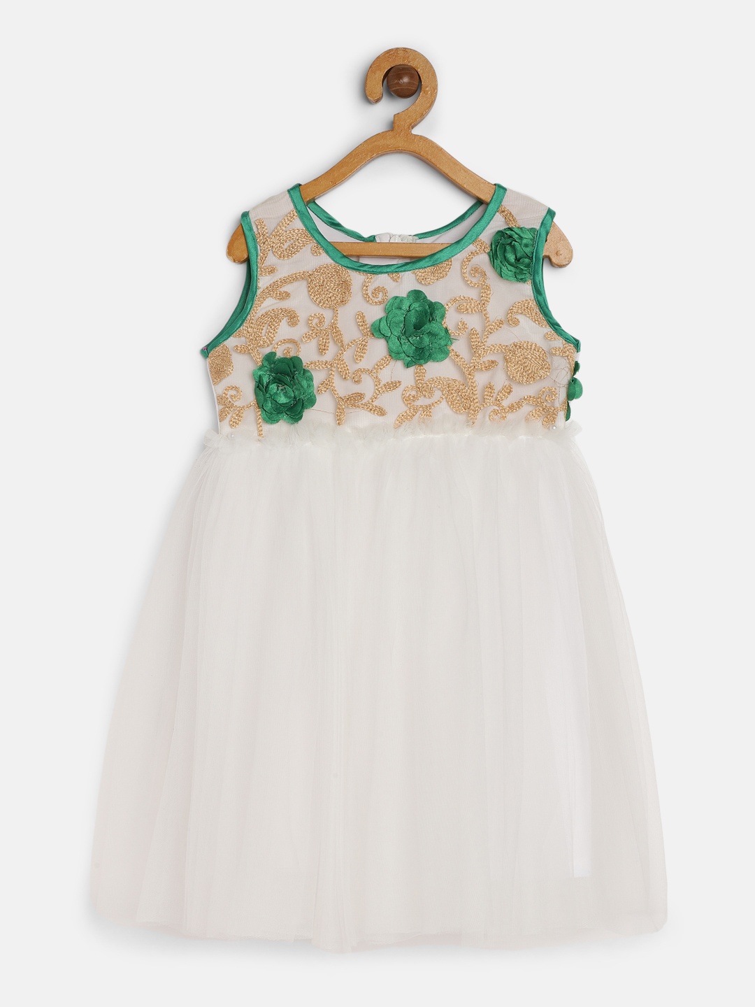 

MANY FROCKS & Girls White Embroidered Fit and Flare Dress