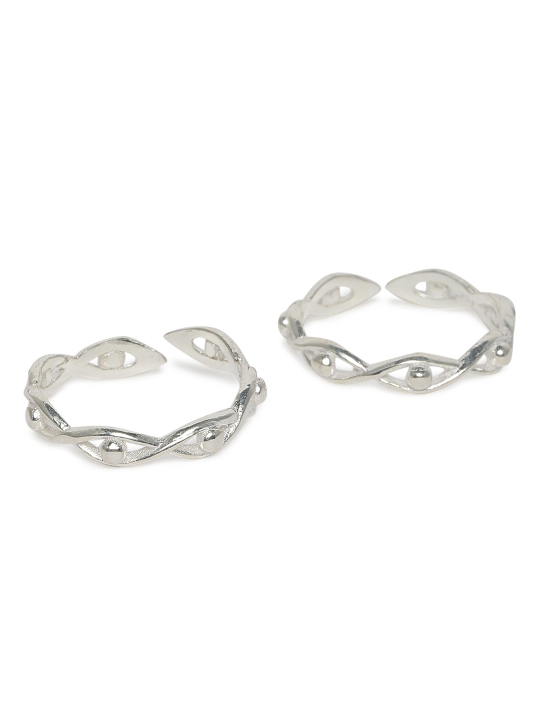 

ZAYN Set of 2 92.5 Sterling Silver-Plated Textured Adjustable Toe Rings