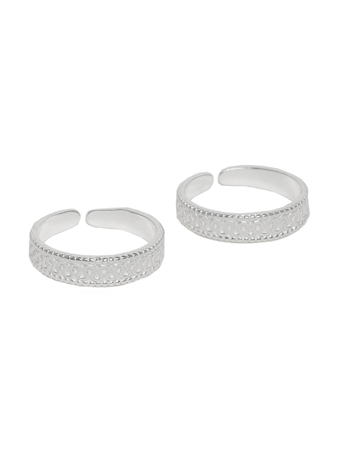 

ZAYN Set of 2 92.5 Sterling Silver-Plated Textured Handcrafted Adjustable Toe Rings