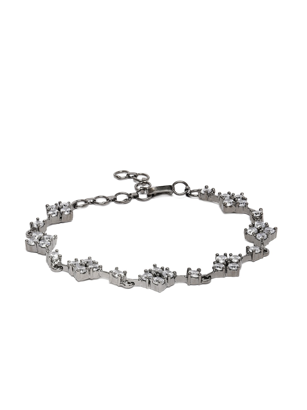 

MIDASKART Gunmetal-Toned CZ Studded Handcrafted Charm Bracelet, Metallic