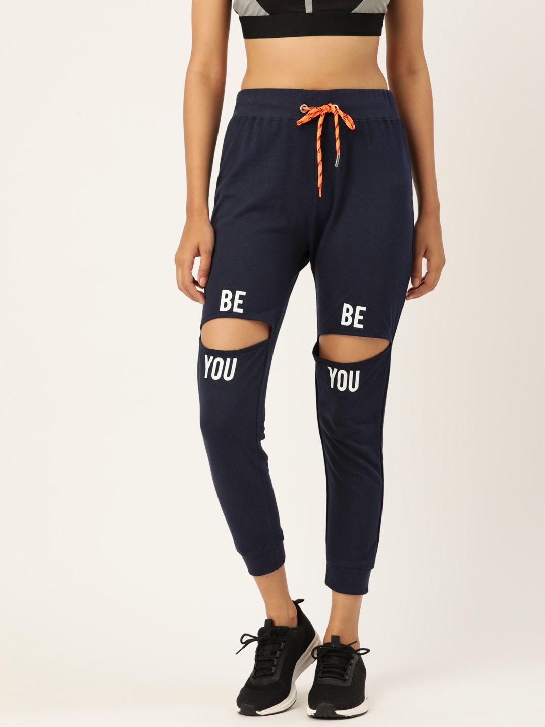 

The Dry State Pure Cotton Women Navy Blue Solid Slim Fit Joggers