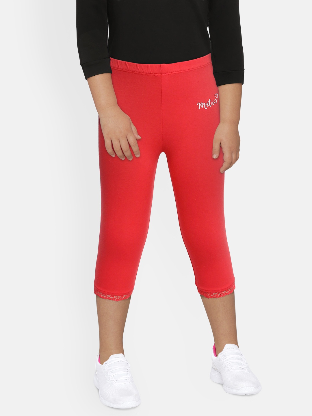 

METRO KIDS COMPANY Girls Red Solid Leggings
