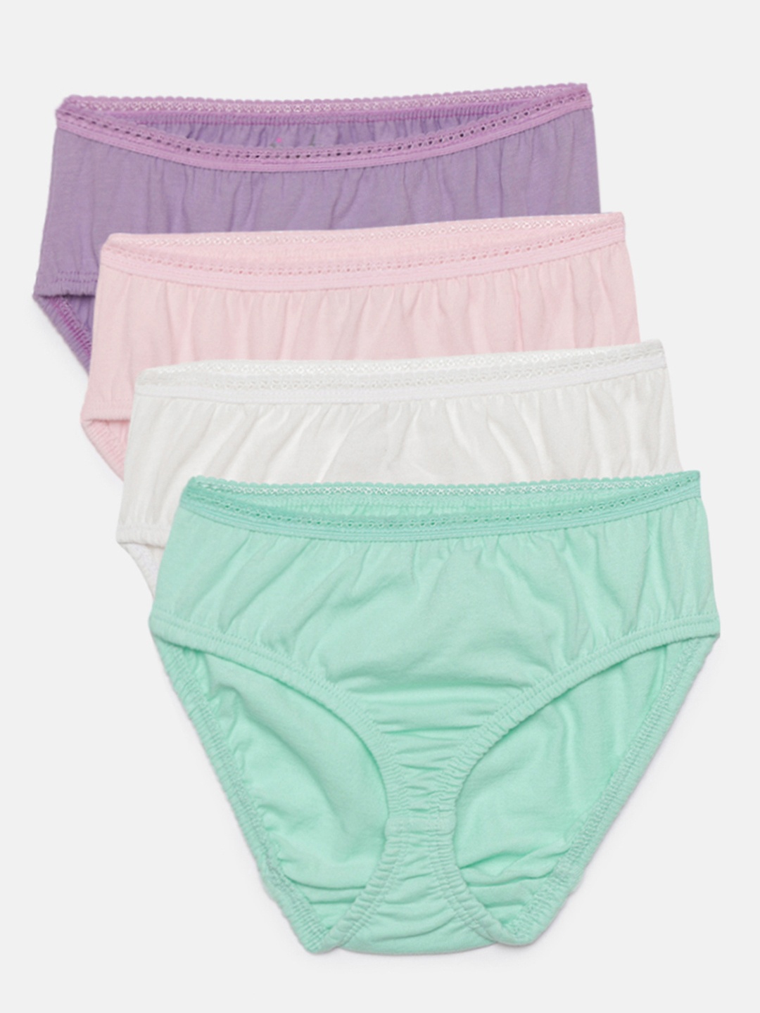 

METRO KIDS COMPANY Girls Multi-Coloured Solid Pack of 4 Pure Cotton Briefs