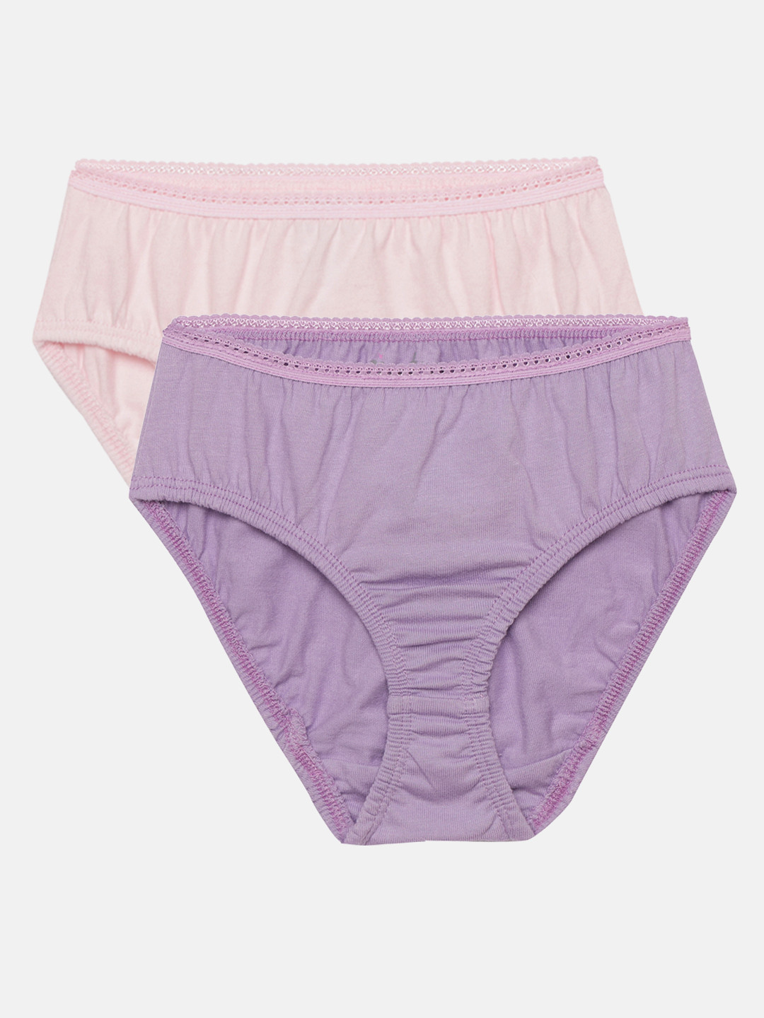 

METRO KIDS COMPANY Girls Pink & Purple Solid Pack of 2 Pure Cotton Briefs