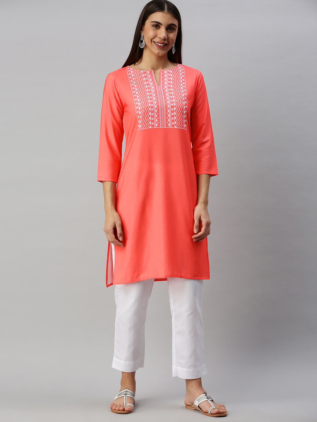 

AHIKA Women Orange Ethnic Motifs Printed Kurta