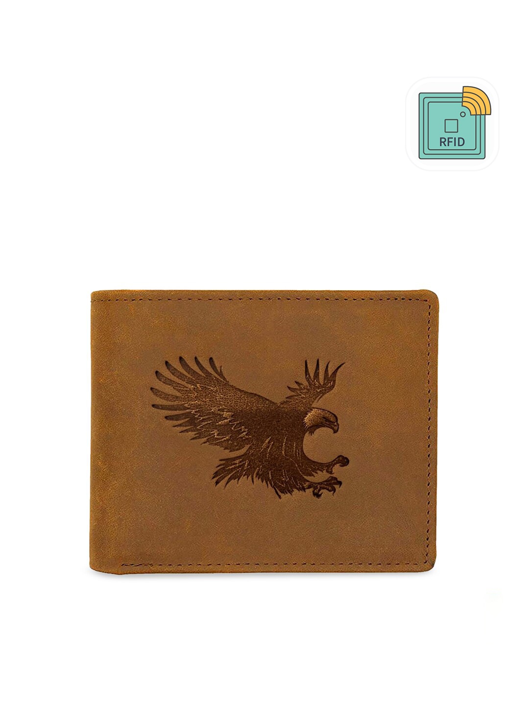 

WildHorn Men Tan Brown Printed RFID Protected Genuine Leather Two Fold Wallet