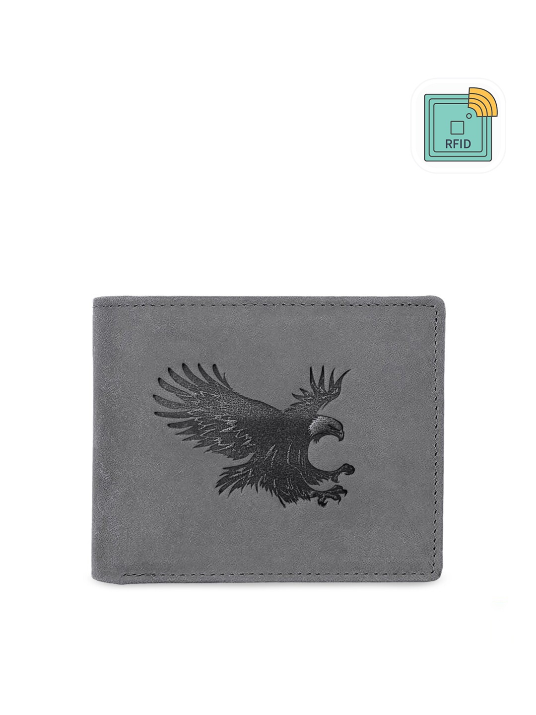 

WildHorn Men Grey Printed RFID Protected Genuine Leather Two Fold Wallet