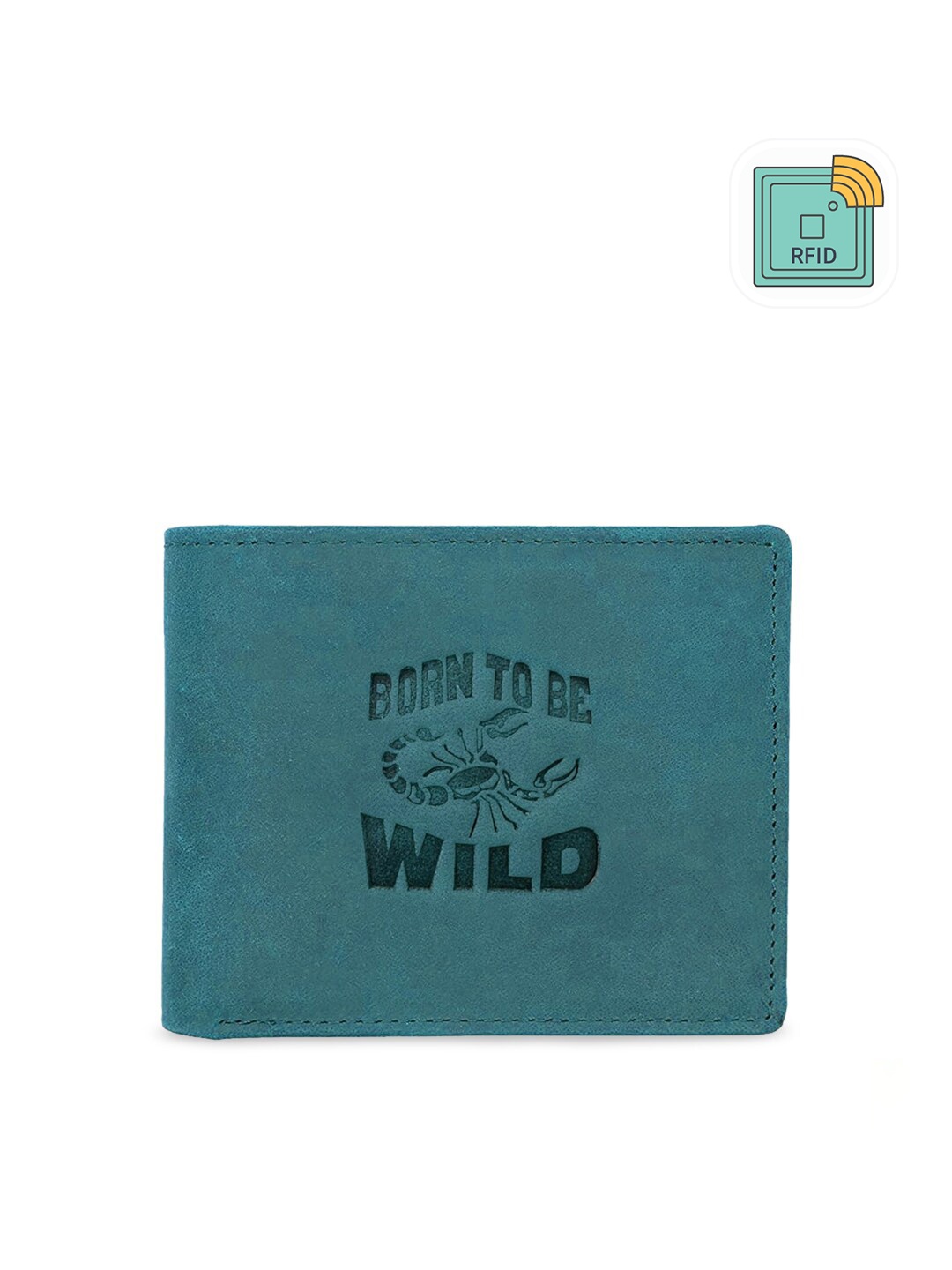 

WildHorn Men Blue & Black Printed RFID Protected Genuine Leather Two Fold Wallet