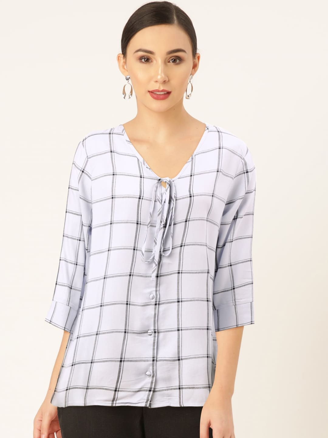 

Madame Women Blue & Black Checked Top