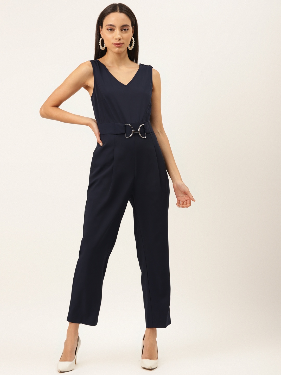 

Madame Women Navy Blue Front Tie-Up Basic Jumpsuit