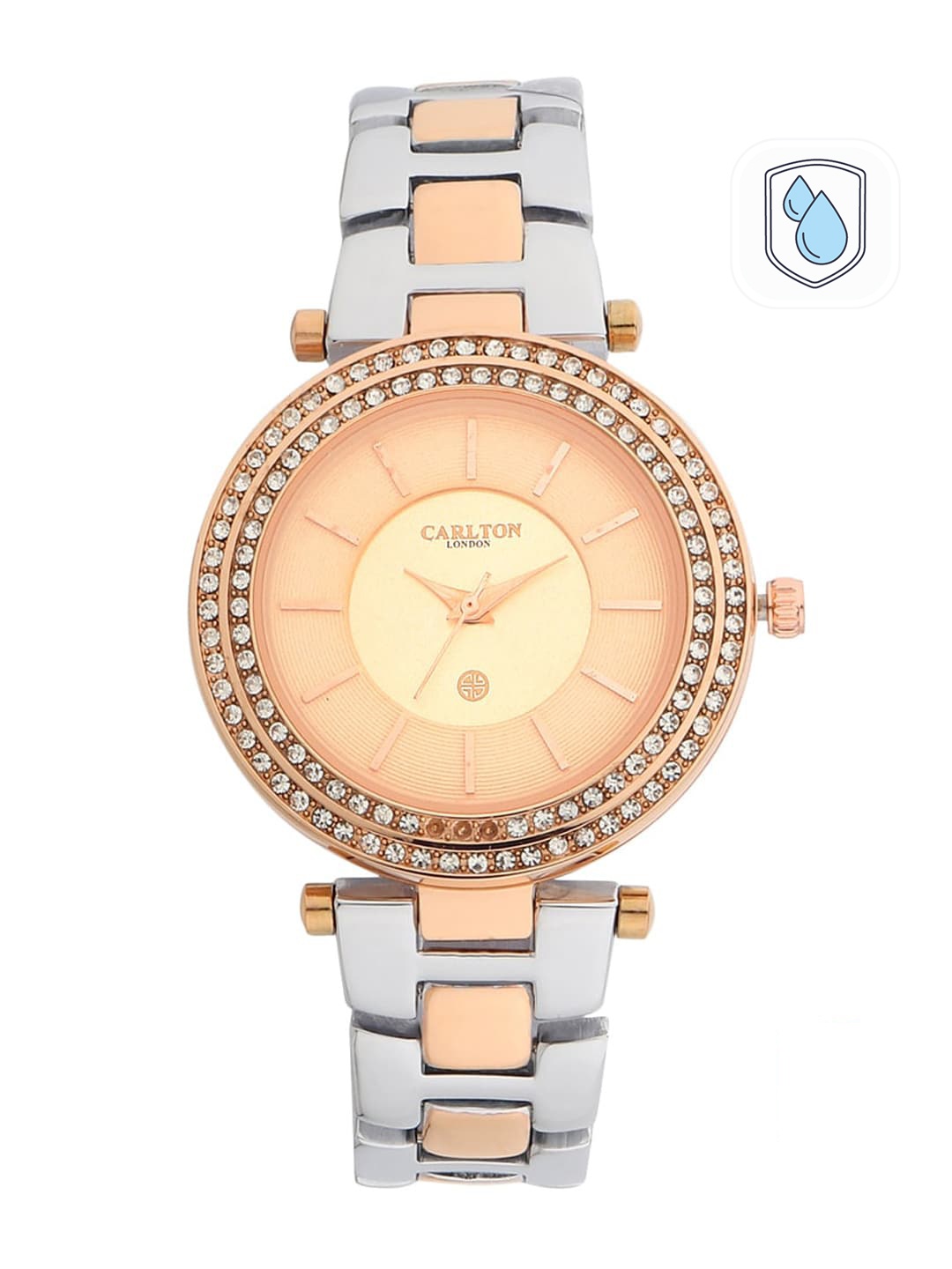 

Carlton London Women Beige & Silver Analogue Watch CL040RG2RS