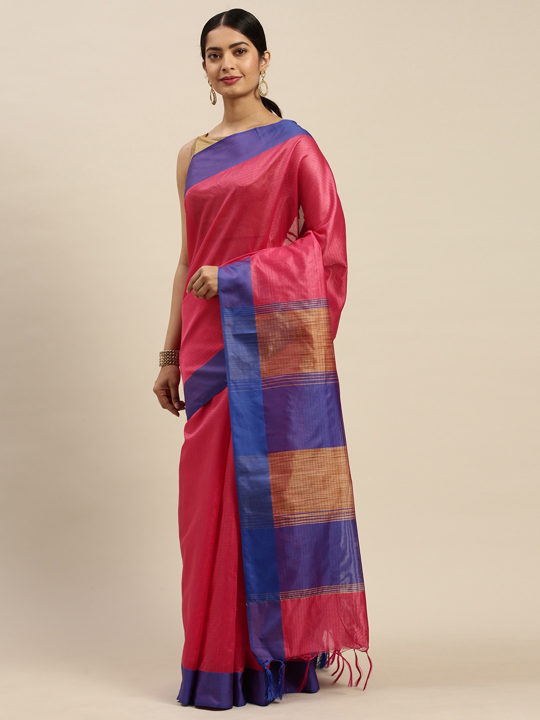 

Rajnandini Pink Striped Saree