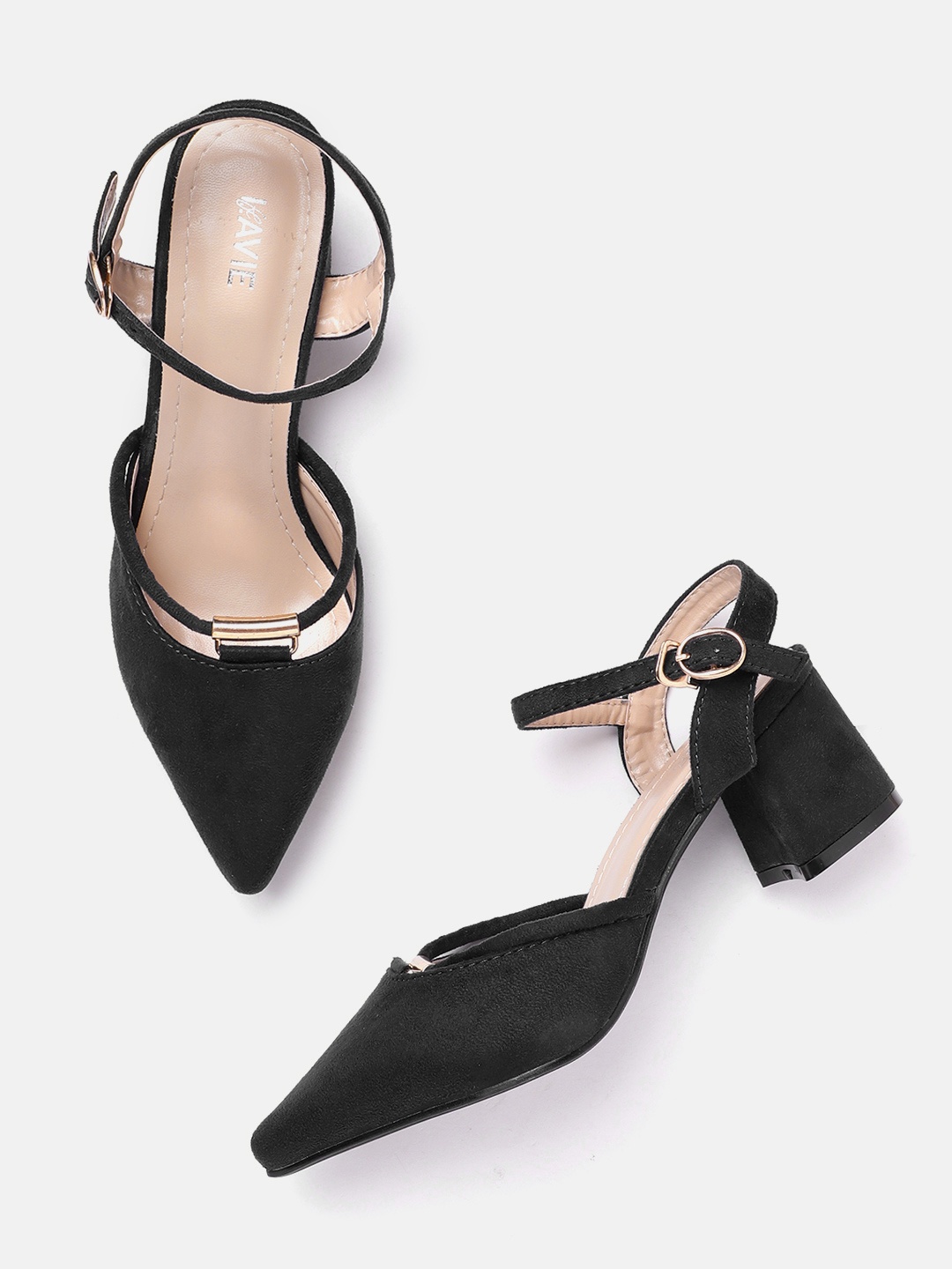 

Lavie Women Black Solid Pumps with Metallic Detail