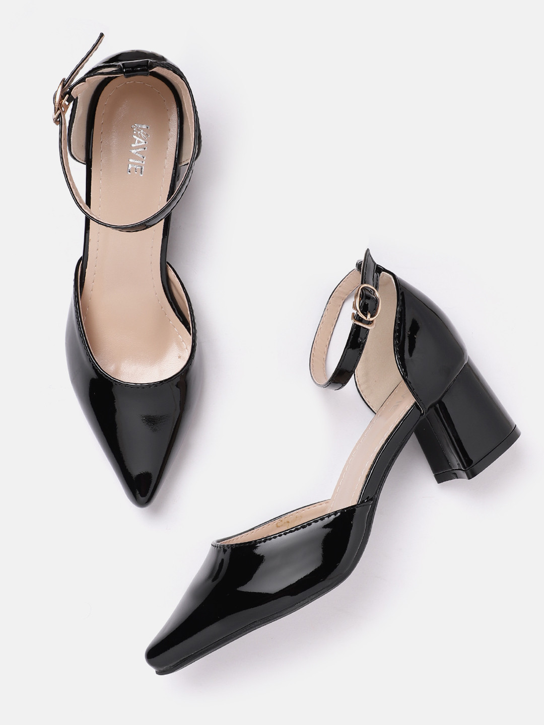 

Lavie Women Black Patent Finish Solid Pumps