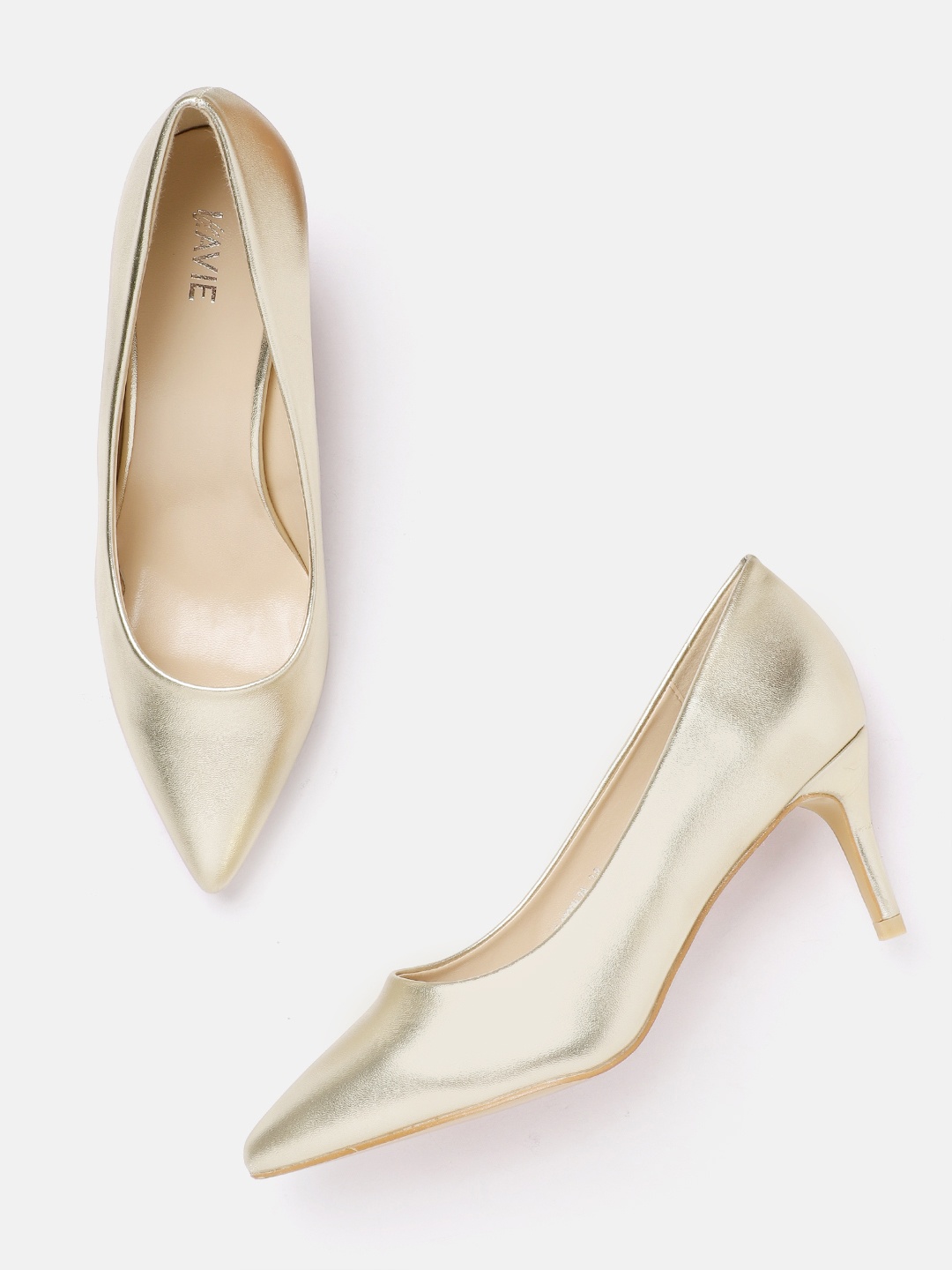 

Lavie Women Gold-Toned Glossy Solid Pumps