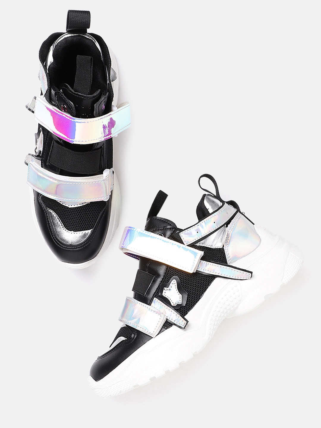

Lavie Women Black Solid Flatform Sneakers with Iridescent Effect