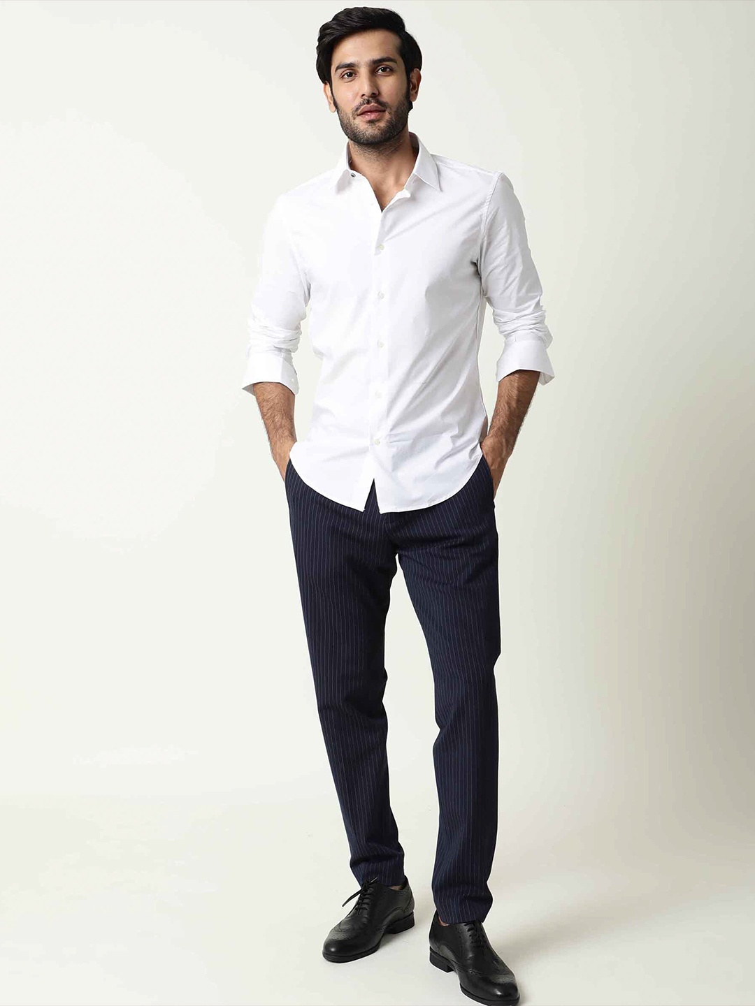 

RARE RABBIT Men Corp-Zander Regular Fit Solid Shirt, White